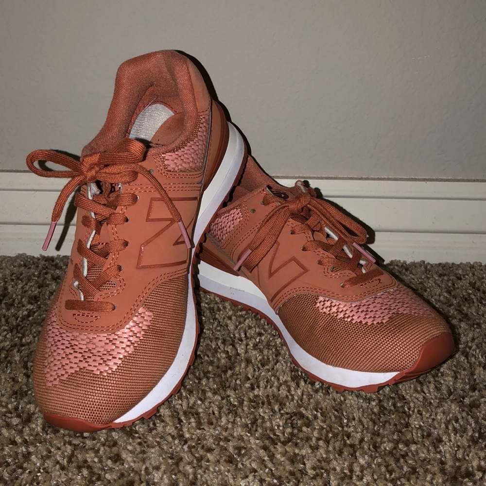Orange 574 New Balance Sneakers